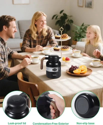 Vista 3 de Jarra térmica de café de 45 onzas, jarras de café aisladas al vacío de acero inoxidable para mantener el calor, dispensador de bebidas de 1.3 litros
