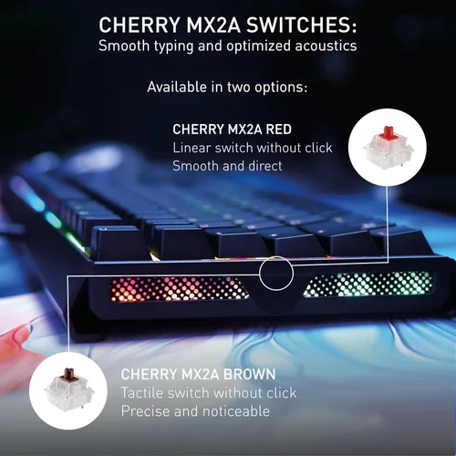 Vista 6 de CHERRY XTRFY Teclado mecánico para juegos MX 3.1 con cable Nuevos interruptores MX2A (negro, MX2A marrón)