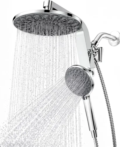 Vista 10 de HOPOPRO Rain Shower Head with Handheld, 9" Dual Shower Heads Combo Brushed Nickel