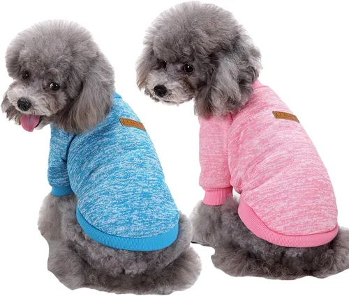 Vista 14 de Suéter de punto clásico para perros y mascotas, cálido para invierno, abrigo para cachorros y mascotas, ropa de suéter suave para perros pequeños
