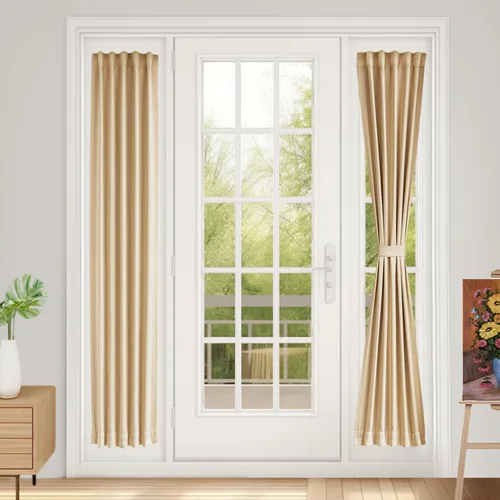 Vista 96 de Vatge Cortinas laterales autoadhesivas para puertas de cristal, sin taladro, extraíble, panel de filtrado de luz, 1 panel, 12 pulgadas de ancho x 60