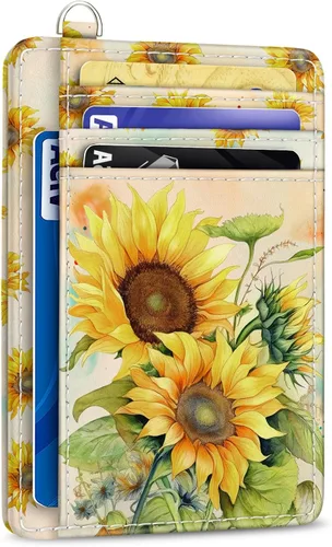 Vista 11 de Yonlevres Cartera delgada para tarjetas de crédito, cartera RFID para mujer, bolsillo frontal, soporte para tarjetas pequeñas, estuche para tarjetas