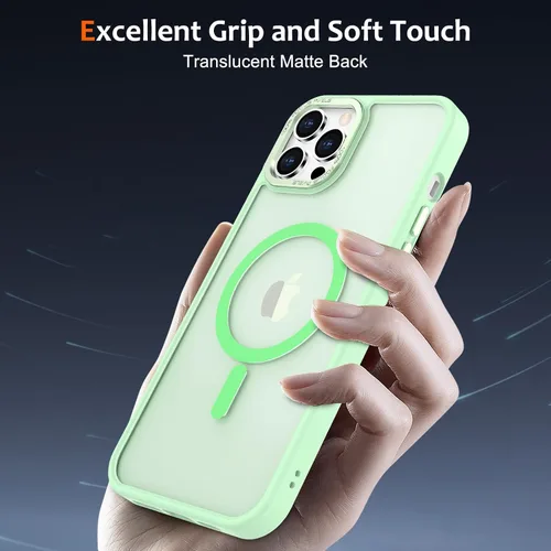 Vista 1284 de Anuck - Funda magnética para iPhone 11 compatible con MagSafe, carcasa trasera mate translúcida dura, borde de TPU, delgada, resistente a impactos