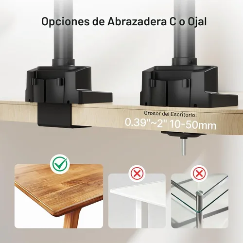 Vista 4 de monTEK Soporte de monitor triple para pantallas de 13 a 27 pulgadas, máximo