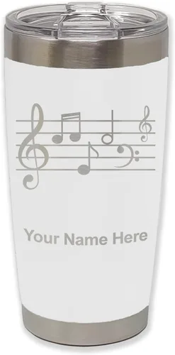 Vista 35 de LaserGram Vaso aislado al vacío de 20 onzas, personal de música, grabado personalizado incluido (negro)