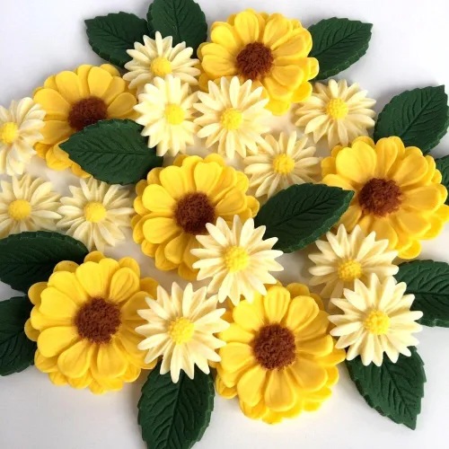 Vista 9 de Juego de moldes de silicona para fondant de 4 piezas con margaritas y rosas