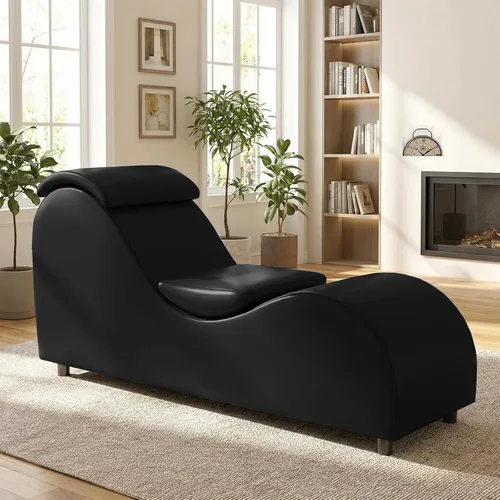 Vista 8 de Mjkone Elegante silla de yoga, tumbona curvada para adultos, color negro