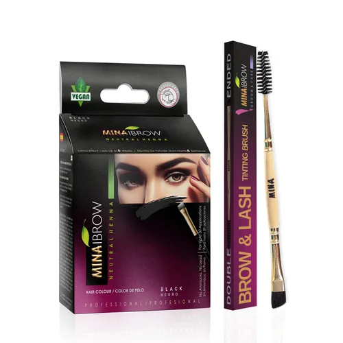 Vista 36 de Polvo de tinte para cejas natural marrón medio de MinaiBrow Kit de tinte instantáneo a prueba de manchas con cepillo doble biselado Marrón medio +