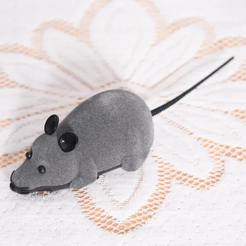 Vista 5 de Juguete de control remoto para gatos, juguete electrónico de rata para gatito, divertido simulación de persecución, juguetes de animales, regalo Gris