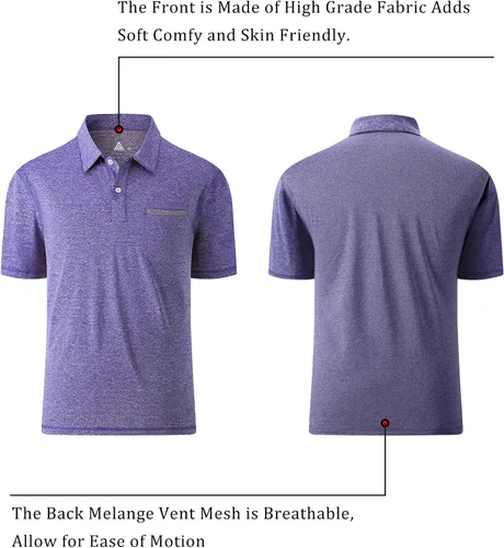 Vista 52 de V VALANCH Polo de golf de manga corta para hombre, estilo casual, con cuello que absorbe la humedad