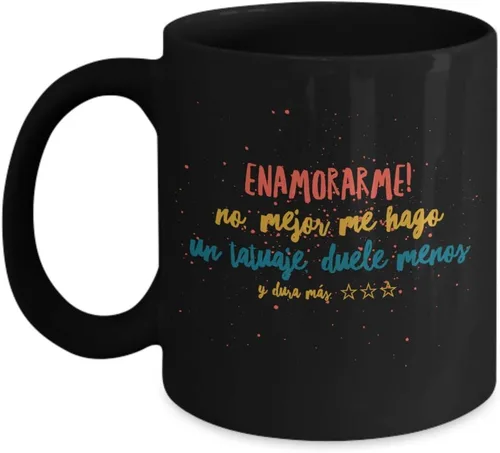 Vista 4 de Taza de Café Enamorarme Vaso, taza de café divertidas, tazas personalizadas, taza de café inspiradoras, taza con mensajes positivos.