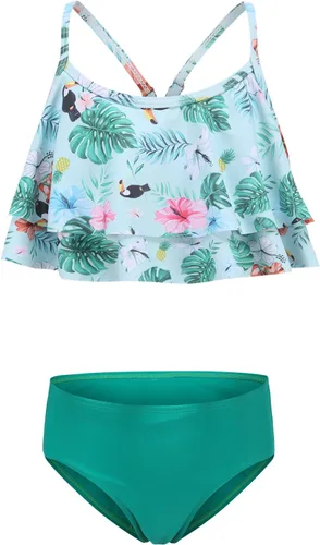Vista 14 de Traje de baño de dos piezas para niñas, traje de baño hawaiano para niñas de 3 a 16 años Negro Rosa Rojo Floral