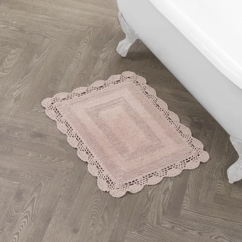 Vista 26 de Laura Ashley Alfombra de baño de algodón de ganchillo 17x24 in, Aqua