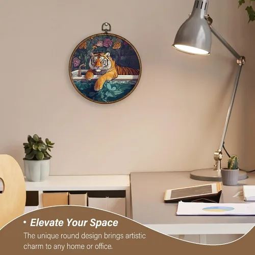 Vista 4 de XBBMGG Maximalist - Decoración de pared de tigre para baño, divertido tigre en la bañera, decoración redonda para colgar en la pared, impresiones