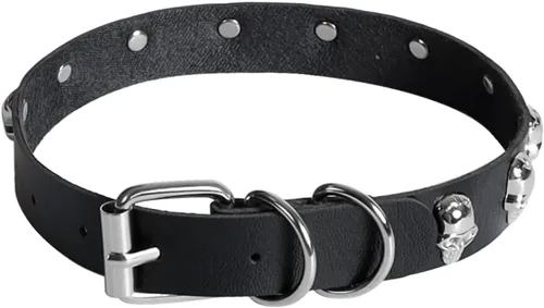 Vista 5 de Manfnee Gargantilla punk con cuello de espiga, collar de cuero sintético, pulsera ajustable gótica