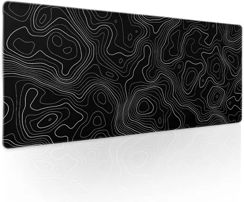 Vista 12 de Alfombrilla de mouse negra estética vintage para juegos botánicos, extendida, bonita planta verde bosque, naturaleza, floral, grande