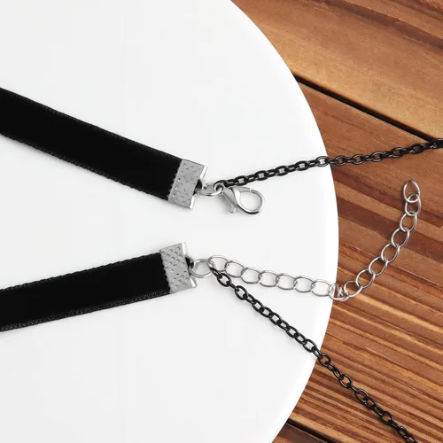 Vista 5 de Gothic Choker, Choker Necklace for Women, Black Velvet Choker, Layered Necklace, Goth Jewelry for Women