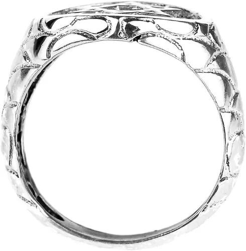 Vista 2 de Claddagh Gold Anillo de plata de ley 925 con textura de estrella de David para hombre