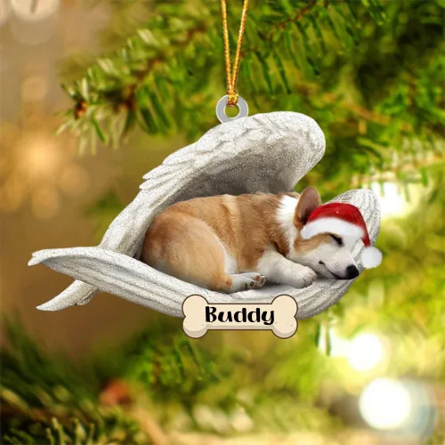 Vista 27 de Afghan Hounds - Adorno de Navidad con alas de ángel durmiente, recuerdo personalizado para perros 2024, adorno de forma acrílica, regalos