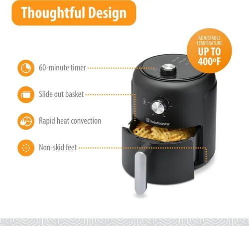 Vista 3 de Toastmaster Freidora de aire de 2.6 L - Freidora de aire instantánea con capacidad de 2.75 cuartos de galón - Aparato de cocina para una cocina