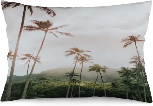 Vista 34 de Protector de almohada de playa con palmeras tropicales de 16 x 14 pulgadas, palmeras de playa, paisaje marino costero, decorativo, rectangular