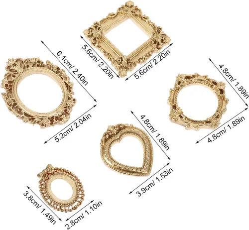 Vista 2 de 10pcs Picture Frames Resin Mini Vintage Gold for DIY Display