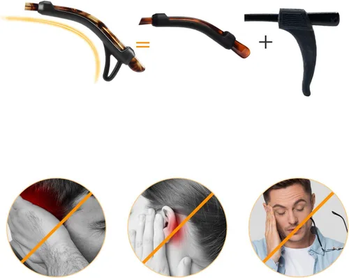 Vista 5 de SMARTTOP - Fundas de orejas antideslizantes para gafas, sujetadores de orejas de silicona suave para hombres, mujeres y niños, para deportes, Negro
