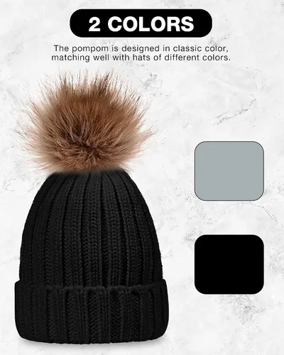 Vista 4 de Juego de 4 gorros de invierno para mujer, gorro de punto, guantes para pantalla táctil