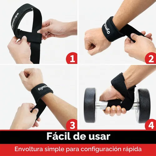 Vista 8 de GymCope Lifting Wrist Straps for Weightlifting, Heavy Duty Wrist Straps for Deadlifts, Powerlifting, Bodybuilding and Strength Training, Secure Grip