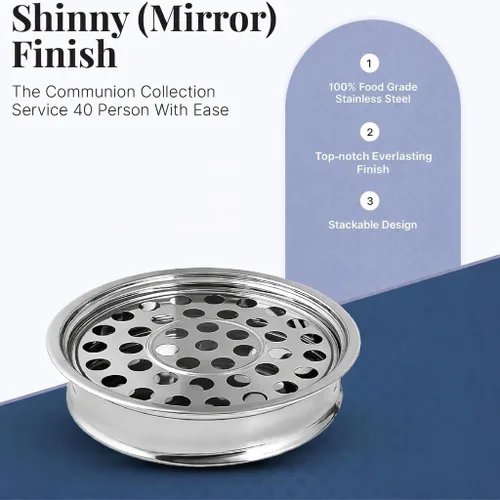 Vista 3 de Communion Ware - Bandeja de comunión Bandejas apilables sagradas para iglesias Suministros para comuniones Bandeja portátil para comuniones
