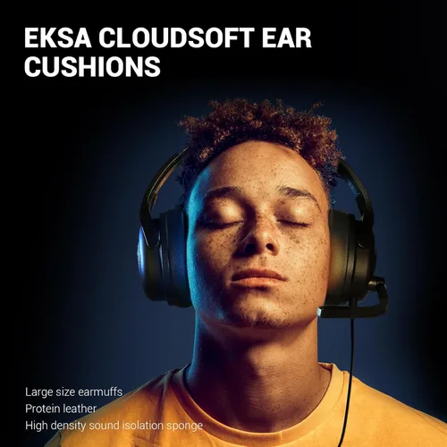 Vista 2 de EKSA Auriculares con micrófono para PC, auriculares de computadora con micrófono con cancelación de ruido, cómodos durante todo el día, sonido