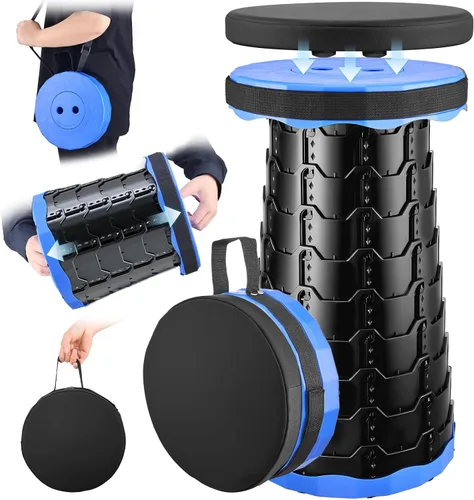 Vista 9 de Taburete plegable con cojín, taburete plegable portátil, negro