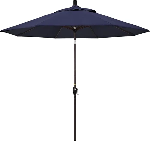 Vista 22 de California Umbrella Paraguas redondo de aluminio del mercado de 9', elevación de manivela, inclinación del botón, poste de bronce Azul (Air Blue)