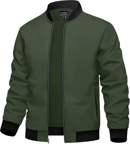 Vista 13 de TACVASEN Chaqueta Ligera para Hombre Chaqueta Bomber de Primavera Otoño Rompevientos Abrigos Casuales Elegantes con Bolsillos