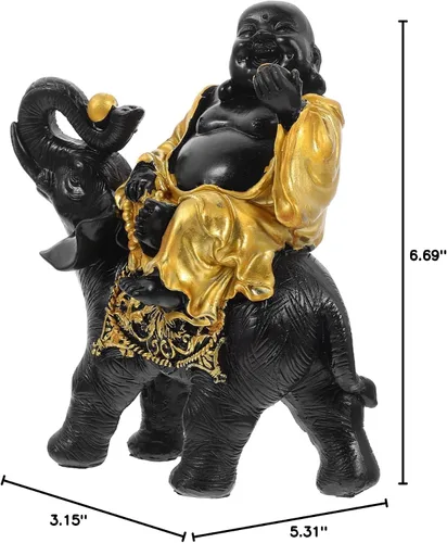 Vista 10 de ARTIBETTER Maitreya - Adornos de Buda para mesa, estatua de animal Feng Shui, estatua de elefante Fengshui, estatua de animales decorativos, estatua
