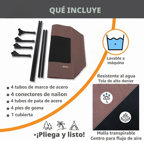 Vista 6 de K&H PET PRODUCTS - Cuna elevada para mascotas con centro de malla, varios tamaños Malla Chocolate/Negro