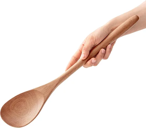 Vista 10 de 2PSC Cucharas de cocina de madera, cuchara de madera de 14 pulgadas para cocinar, mezclar ensalada o sopa, utensilios de cocina antiadherentes