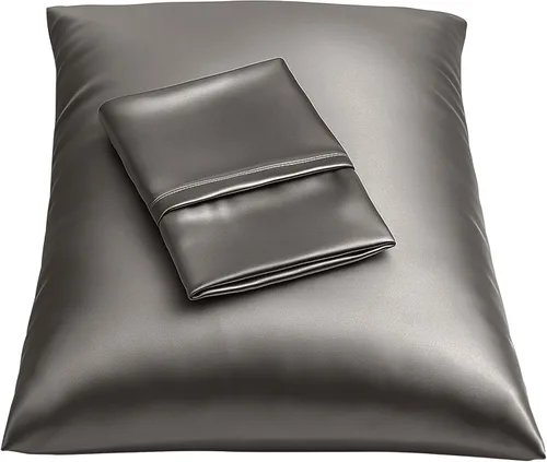 Vista 42 de ShopBedding - Lujosa funda de almohada de satén para el cabello, 2 unidades, satinada, estándar, con cremallera, estampado de cebra marrón