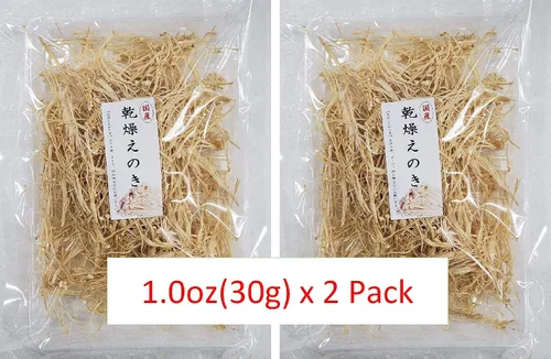 Vista 2 de Generic Setas enoki japonesas de hongos secos de 1.0 onzas (1.06 oz) x 2 paquetes que incluye palillos, juego de 3 piezas