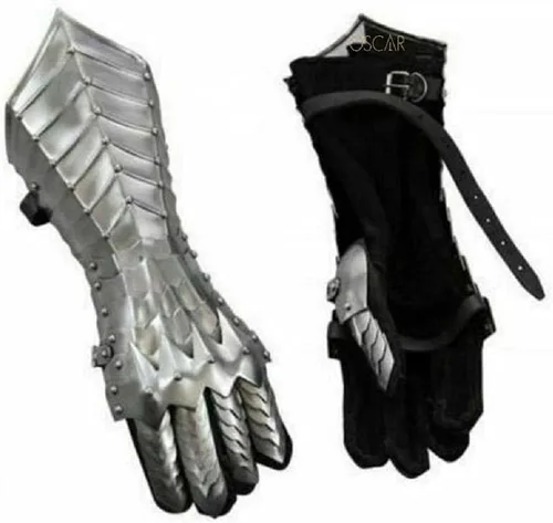 Vista 3 de Guantes de acero Nazgul Guanteletes de acero armadura medieval Señor de los anillos Lote Nazgul Fantasía