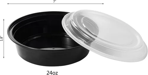 Vista 2 de FULING - Envases de almacenamiento de comida para preparar comidas, 50 unidades, 24 onzas, redondos, con tapas, para llevar, caja de plan