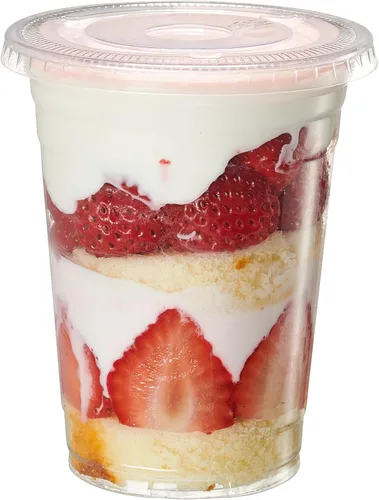 Vista 8 de GUSTO [12 oz - 50 unidades de vasos de plástico transparentes con tapas de cúpula (sin agujero), tazas de frutas con tapas para fiestas - Perfectas