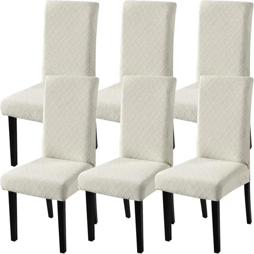 Vista 3 de Fuloon Paquete de 4 Fundas Protectoras para Asientos de Sillas de Comedor Super Ajustadas Elásticas Extraíbles Lavables Cortas para Hotel, Comedor