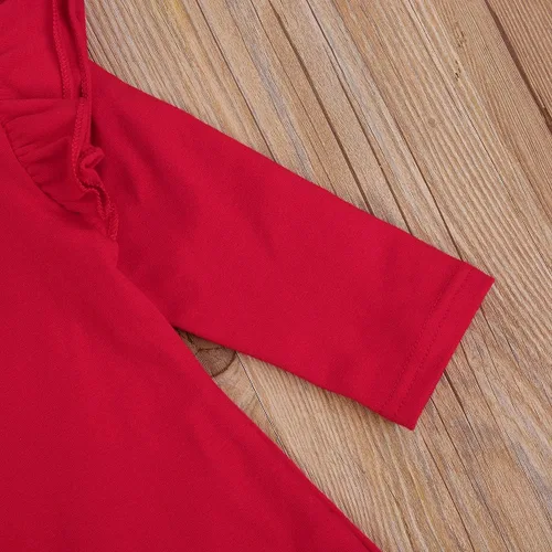 Vista 5 de Baby Girl 'sOne-Piece Skirt Long Sleeve Ruffled Shoulder and Elegant Dress for Little Girls