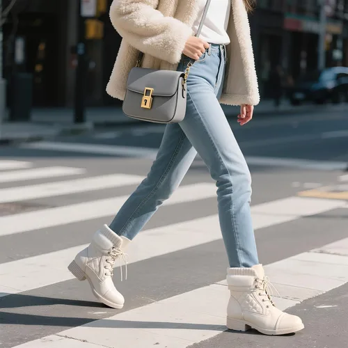 Vista 40 de STQ Botas de combate con cordones para mujer