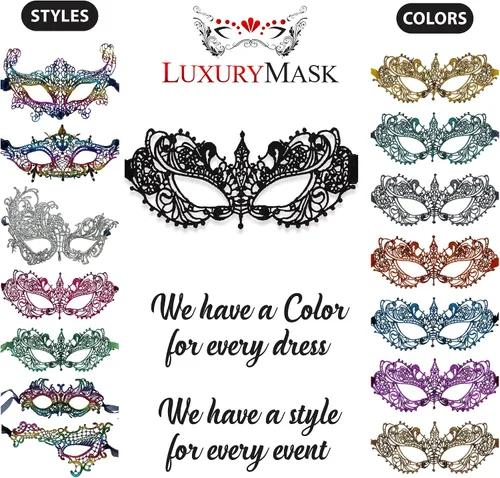 Vista 4 de Masquerade Mask For Women Lace Masquerade Masks for Masquerade Party, Proms, Venetian Party, Mardi Gras, Halloween & Cosplay