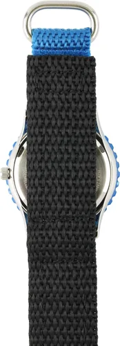 Vista 3 de Disney Mickey Mouse - Reloj analógico de acero inoxidable con correa de nailon de cuarzo para niños, Azul