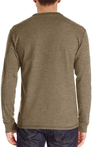 Vista 2 de Lexiart Camisas Henley de moda para hombre camiseta de algodón de manga larga con botones con bolsillo