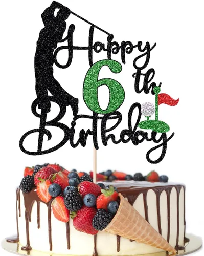 Vista 24 de Golf Happy 10th Birthday Cake Topper, Golfer/Sports Themed Birthday or Retirement Cake Decorations,Golf Ten 10 Years Old Ball Player Sport Themed