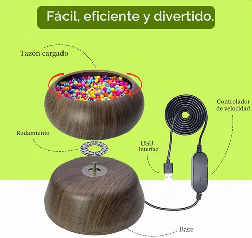 Vista 3 de Xmada Spinner eléctrico de cuentas – Spinner de cuentas con 2 agujas de cuentas y cuentas de semillas, kit de cuentas de cintura, girador de cuentas